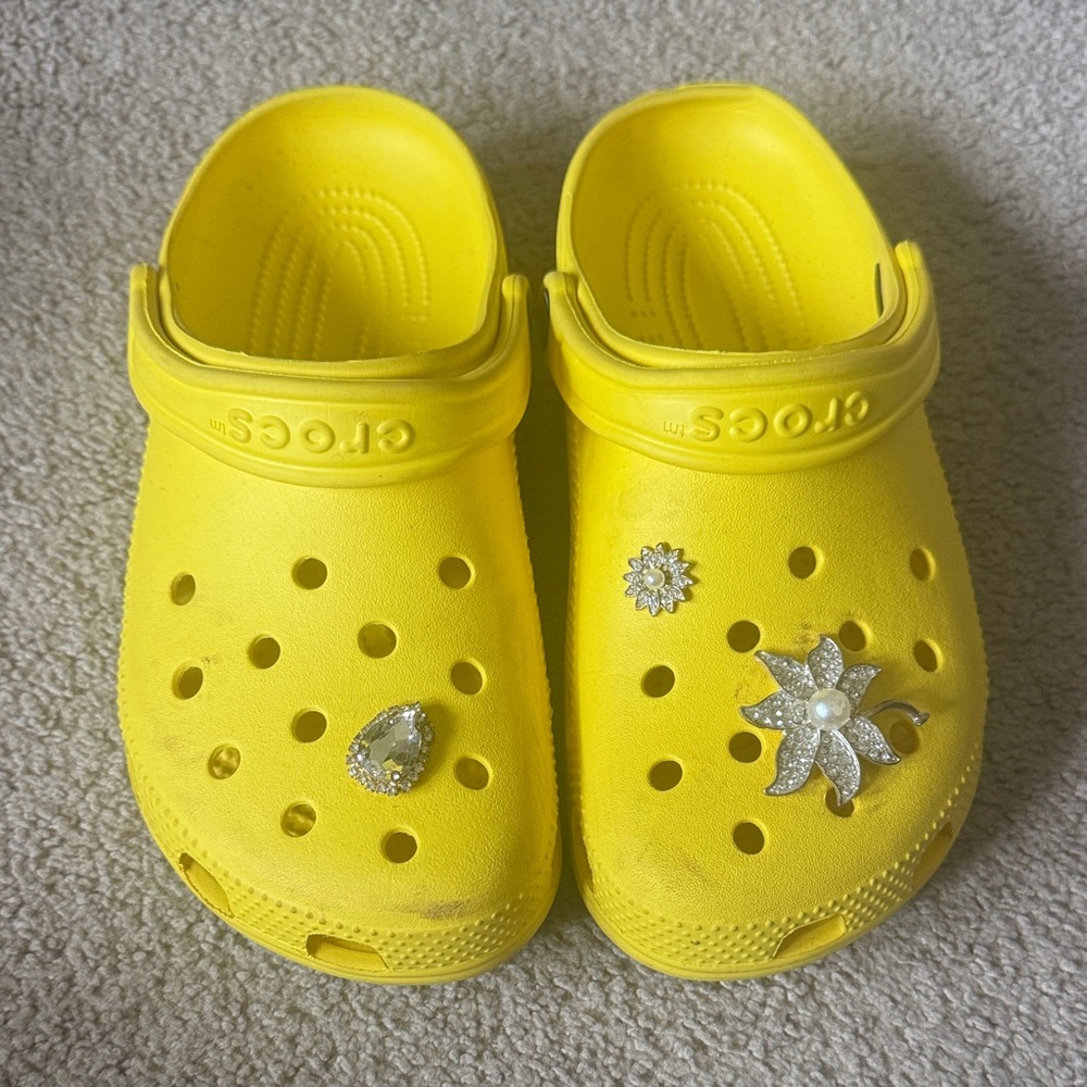 CROCS Yellow Water Shoes with Charms